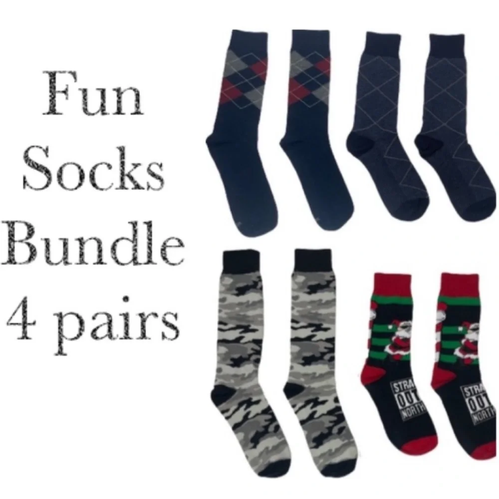Men’s Socks Bundle Fun Colorful Vintage Pattern Design Graphics Print Black Gray